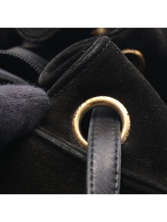 Chanel Backpack CC Logo Black Suede Leather CC Drawstring main image 5